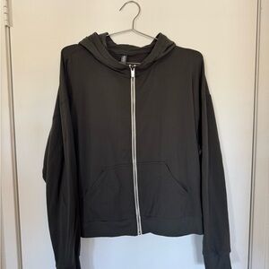 Dark Green Vuori Cropped  Zip-Up Hooded Sweatshirt